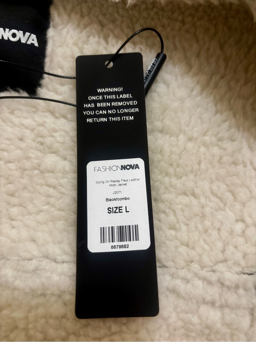 Fashion Nova Cropped Faux Leather Sherpa Moto Aviator Jacket Black White - Picture 5 of 5